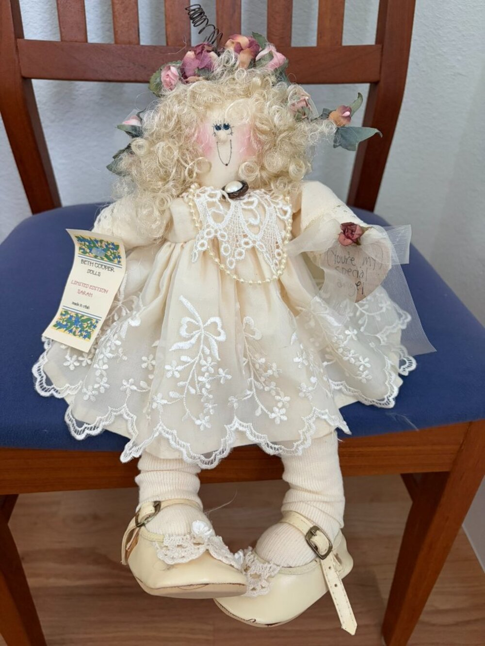 Vintage Collectible Beth Cooper Hand Made Cloth Plush Doll - Sarah